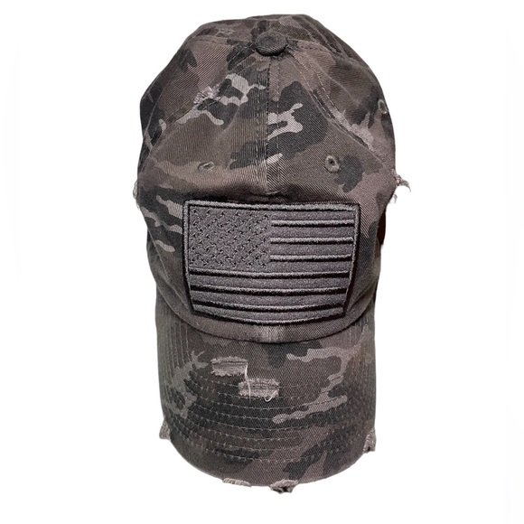 KBETHOS Accessories - KB Ethos Distressed Camo Women’s Baseball Hat |  Dark Green | American Flag |